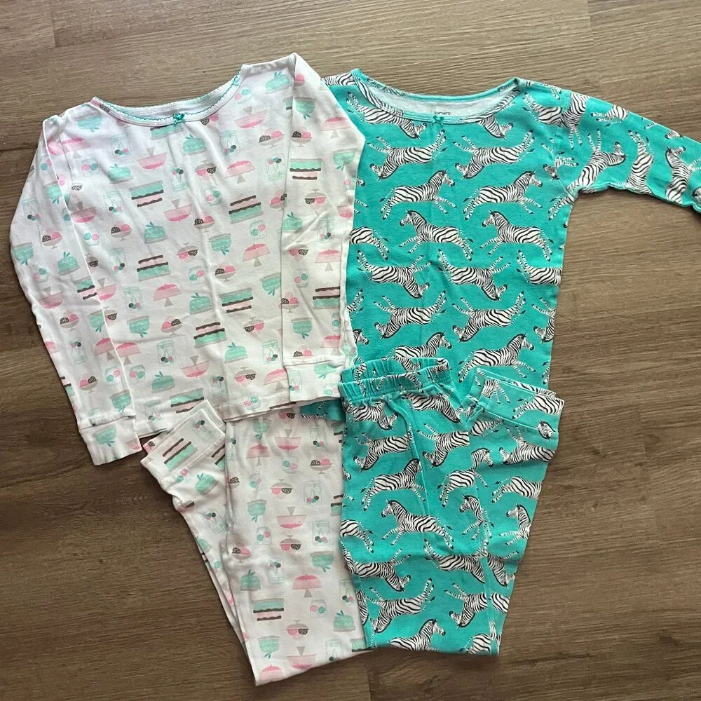 Carter's Long-Sleeve Zebra & Bakery Pajama Sets Size: 8